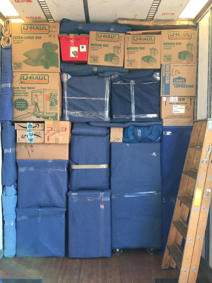 A tightly packed moving truck
